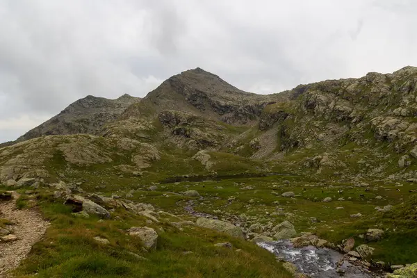 Dağ Zirvesi Spronser Roetelspitze bulutlarda Texel Grubu, Güney Tyrol, İtalya