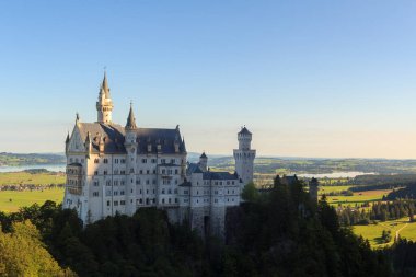 Neuschwanstein Kalesi ve Forggensee Gölü ile Panorama, Almanya
