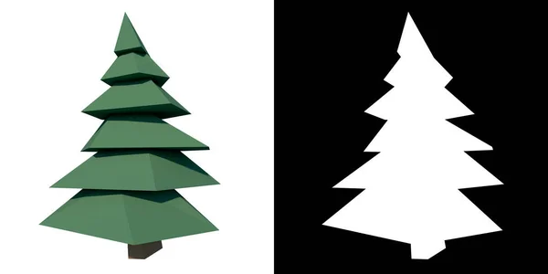 Vista Frontal Plant Low Poly Pine Tree Png Con Canal — Foto de Stock