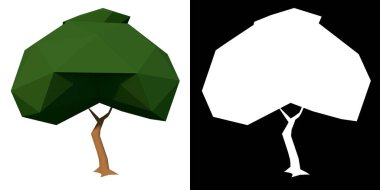 Plant Low Poly Shrub 1 Ağaç png ön görünümü alfa kanalı ile 3D oluşturulmuş kesim