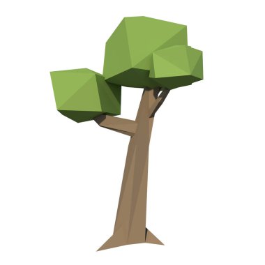 Bitki Alçak Poli Ağacı 6 Ağaç Beyaz Arkaplan 3 Boyutlu Görüntü Ilustrakion 3 Boyutlu