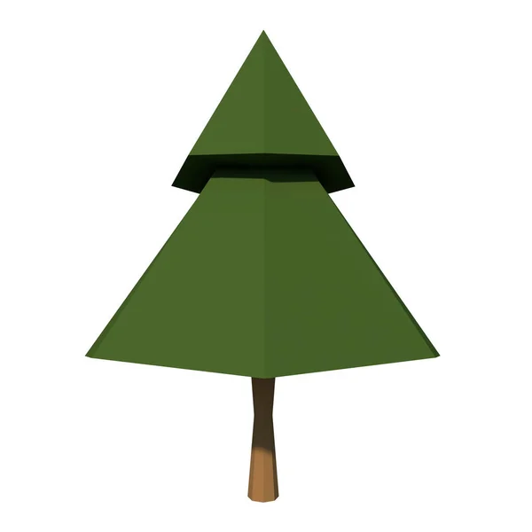 Front view of Plant Low Poly Pine 2 Tree white background 3D Rendering Ilustracion 3D