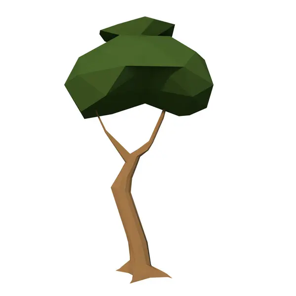 Front view of Plant Low Poly Tree 5 Tree white background 3D Rendering Ilustracion 3D