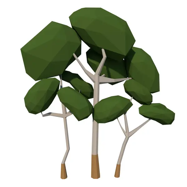 Front view of Plant Low Poly Tree 1 Tree white background 3D Rendering Ilustracion 3D