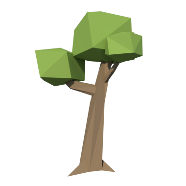 Alçak Poly Tree 6-Front vektör ağaç simgesi. çizgi film ağaç ikonu. izole ve düz