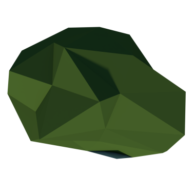 Alçak Poli Ağacı 3 tepeli yeşil çokgen mozaik beyaz arka planda izole edilmiş, vektör illüstrasyonu