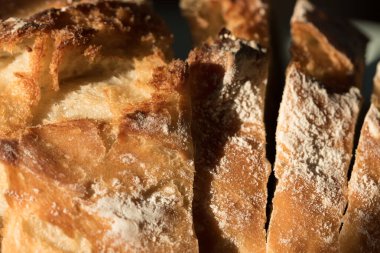 Dilimlenmiş ekmeğin makro yakın plan görüntüsü