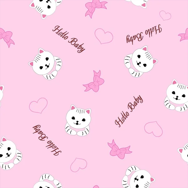 Pembe arka planda bir model kedi. Vektör illüstrasyonu.