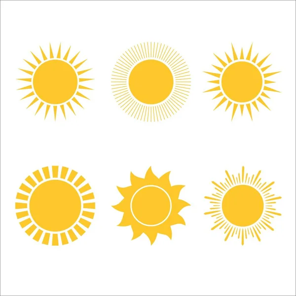 Güneş simgesi seti. Vektör illüstrasyonu.