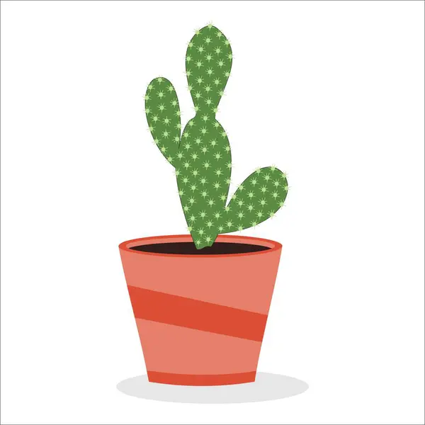 Beyaz arka planda bir saksıda kaktüs. Vektör illüstrasyonu.