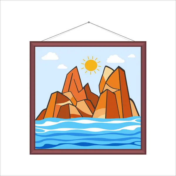 Çerçevedeki bir resmin vektör illüstrasyonu.