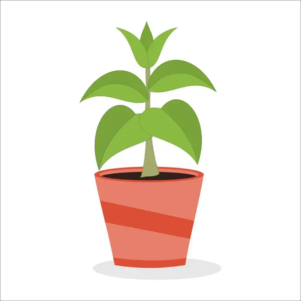 Saksıda çiçek. Çizgi film tarzında ikon. Vektör illüstrasyonu.