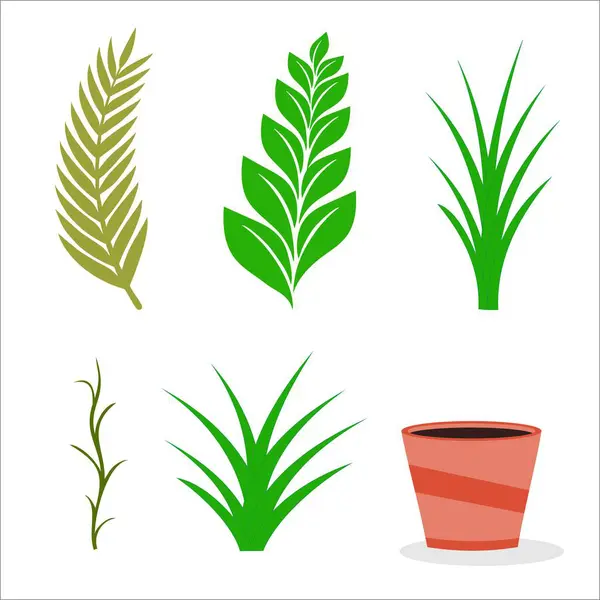 Çiçek saksısı ve çiçeklerin vektör çizimi.