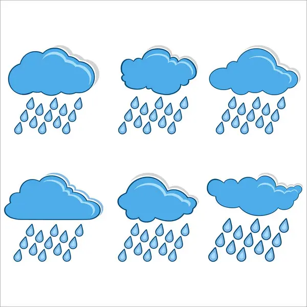 Beyaz arkaplanda hava durumu simgeleri. Vektör illüstrasyonu.