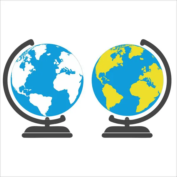 Küresel vektör çizimi. Küredeki dünya haritası.