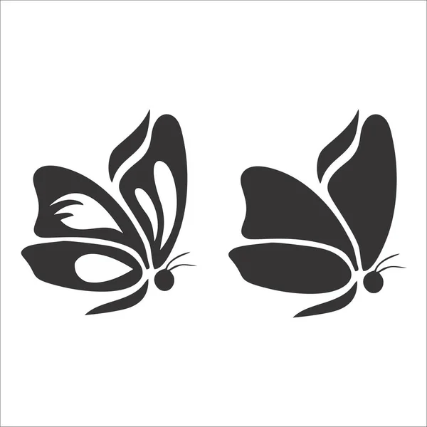 Beyaz arka planda kelebek silueti. Vektör illüstrasyonu.