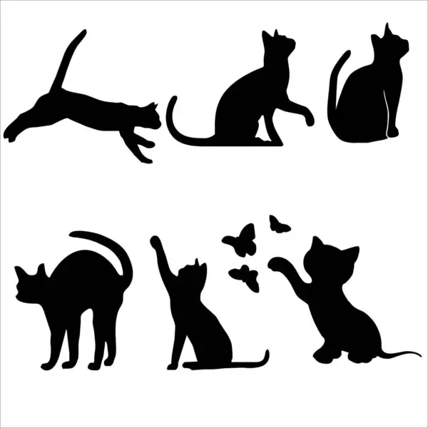 Kedi silueti, kedi simgesi, vektör