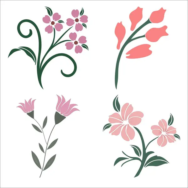 Vektör çiçek tasarımı. Güzel çiçek desenleri.
