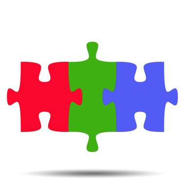 Three puzzle pieces joined together against a white background clipart