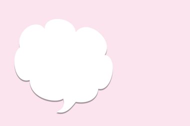 White speech bubble against pink background, 2D illustration