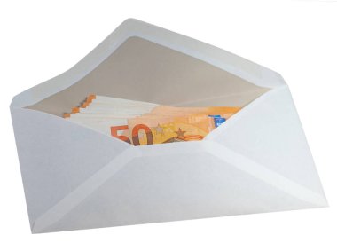 Bir zarfın içindeki banknotlar, yakın plan.