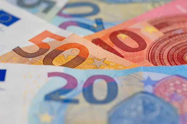 特写镜头下的欧元钞票 — 图库照片