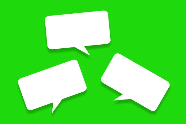 White Speech Bubbles Green Background Illustration — Stock Photo, Image