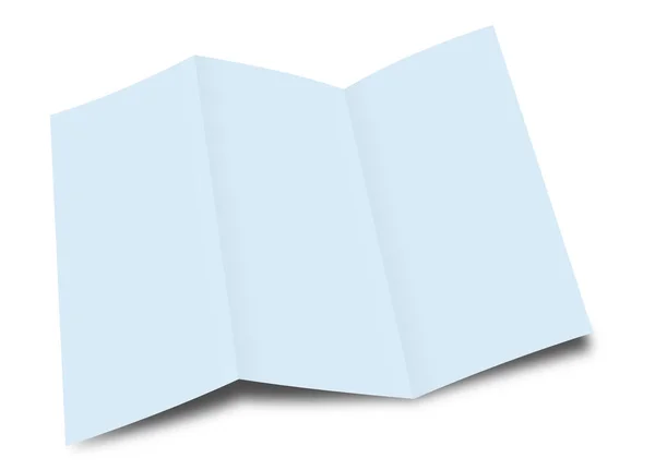 Blaues Faltblatt Vor Weißem Hintergrund — Stockfoto