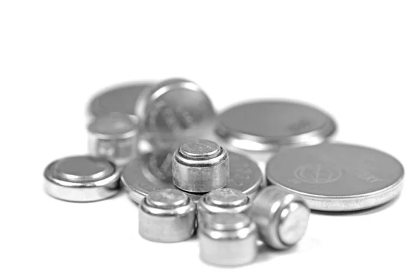 Various Button Cells White Background — Stock Photo, Image