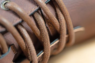Shoelaces in the shoe in a close-up