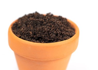 Flowerpot with soil against a white background clipart