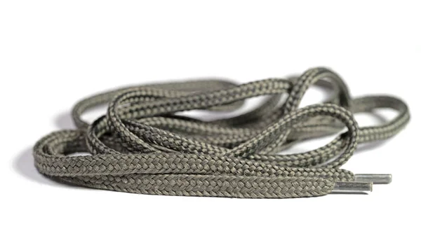 Gray Shoelace White Background — Stock Photo, Image