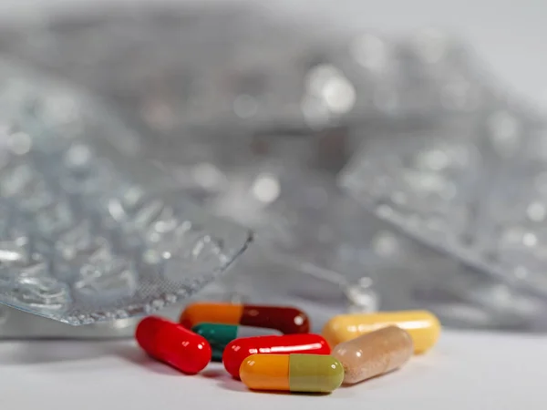 Κενά Πακέτα Φαρμάκων Συμβολικά Της Έλλειψης Φαρμάκων — Φωτογραφία Αρχείου