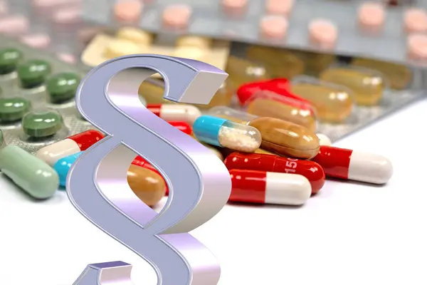 Paragraph Und Tabletten Arzneimittelverordnung Symbolische Darstellung Stockfoto