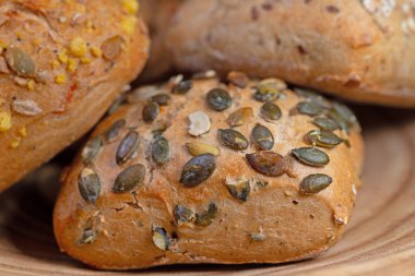 Yakın planda tahıl ruloları