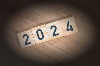 The year 2024 on wooden letters