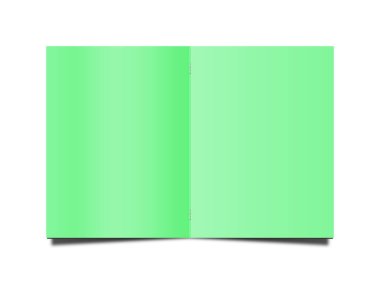 Beyaz arkaplan karşısında yeşil broşür, 3 boyutlu illüstrasyon
