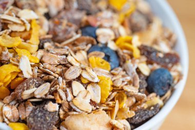 Meyve müsli yakın planda.