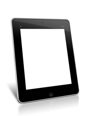 Beyaz arkaplan önünde tablet bilgisayar