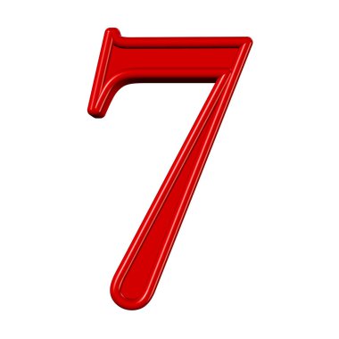 Beyaz arkaplan karşısında kırmızı sayı yedi.