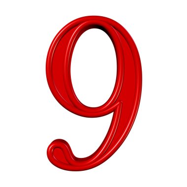 Beyaz arkaplana karşı kırmızı sayı dokuz, illüstrasyon