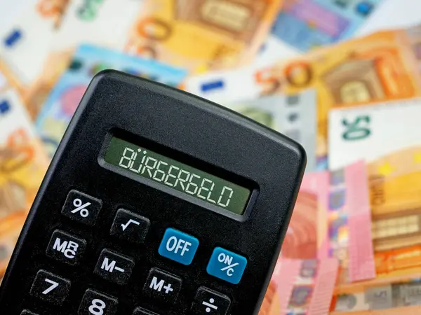 Ekranda Vatandaşın Geliri yazan bir hesap makinesi  