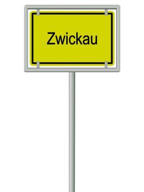 Zwickau, kasaba tabelası. Yakın çekim.