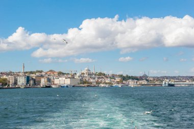 İstanbul Boğazı 'ndan İstanbul manzarası. Yüksek kalite fotoğraf