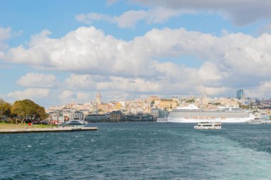 İstanbul Boğazı 'ndan İstanbul manzarası. Yüksek kalite fotoğraf