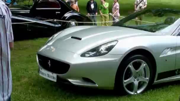 Mulhouse Franciaország Július 2011 Grey Ferrari California Convertible Exposed Modena — Stock videók