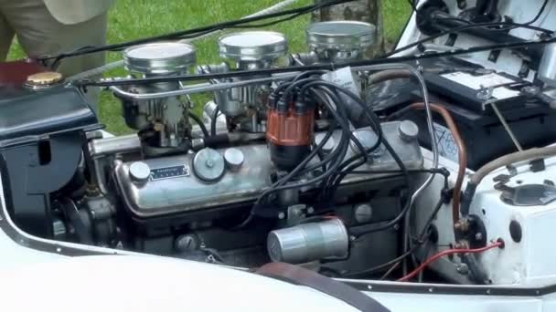 Mulhouse France July 2011 White Bmw 328 Convertible Motor Hood — Stock Video