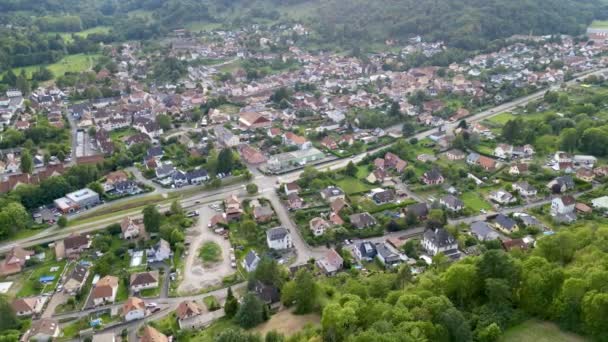 Aerial Panorama Buhl Florival Valley Een Kalme Zomer Uitzicht Elzas — Stockvideo