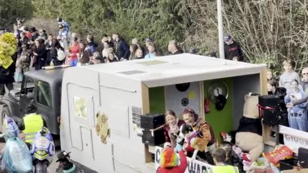 Buhl Francia Febbraio 2024 Vibrante Sfilata Carnevale Con Costumi Carri — Video Stock
