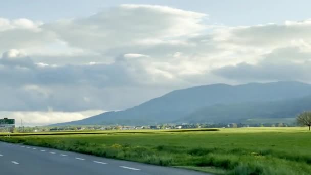 Ταξίδι Στην Αλσατία Οδική Σήμανση D83 Θέα Βουνά Vosges Haut — Αρχείο Βίντεο